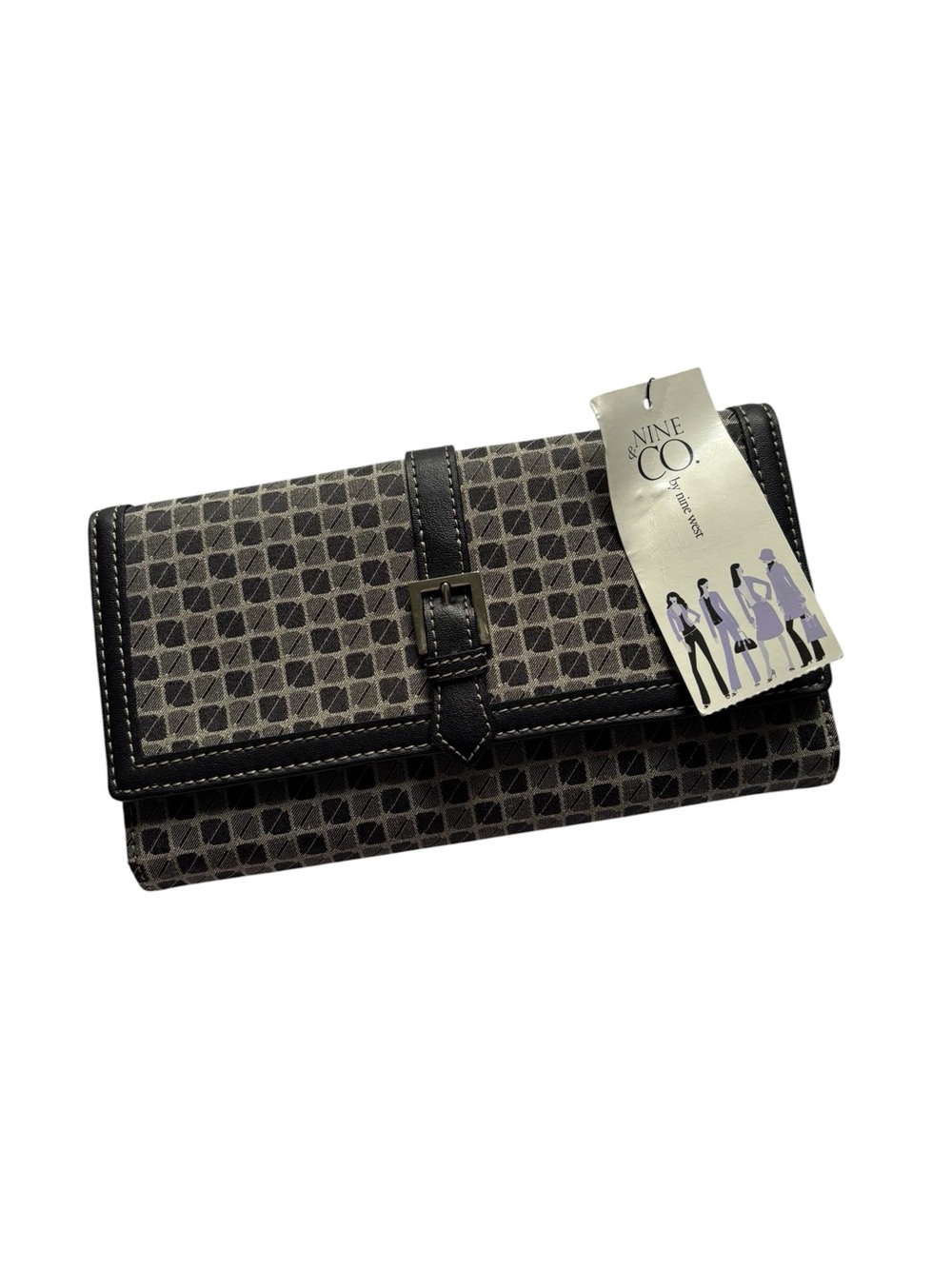 Nine & Co. Gray and Black Patterned Foldover Wallet